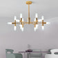 Tubular Chandelier Light Contemporary Metal 18/36 Lights Black/Gold Hanging Lamp Kit with Starburst Design Clearhalo 'Ceiling Lights' 'Chandeliers' 'Modern Chandeliers' 'Modern' Lighting' 206969