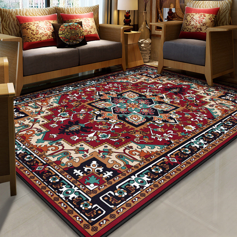 Resplendent Multicolor Floral Rug Synthetics Moroccan Carpet Washable Pet Friendly Anti-Slip Rug for Room Dark Red Clearhalo 'Area Rug' 'Moroccan' 'Rugs' Rug' 2070117
