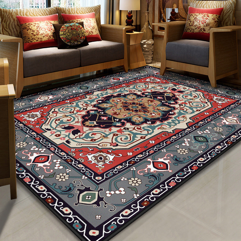 Resplendent Multicolor Floral Rug Synthetics Moroccan Carpet Washable Pet Friendly Anti-Slip Rug for Room Red-Black Clearhalo 'Area Rug' 'Moroccan' 'Rugs' Rug' 2070118
