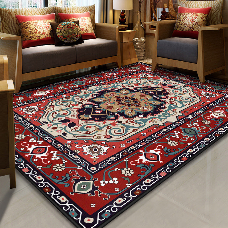 Resplendent Multicolor Floral Rug Synthetics Moroccan Carpet Washable Pet Friendly Anti-Slip Rug for Room Red Clearhalo 'Area Rug' 'Moroccan' 'Rugs' Rug' 2070119