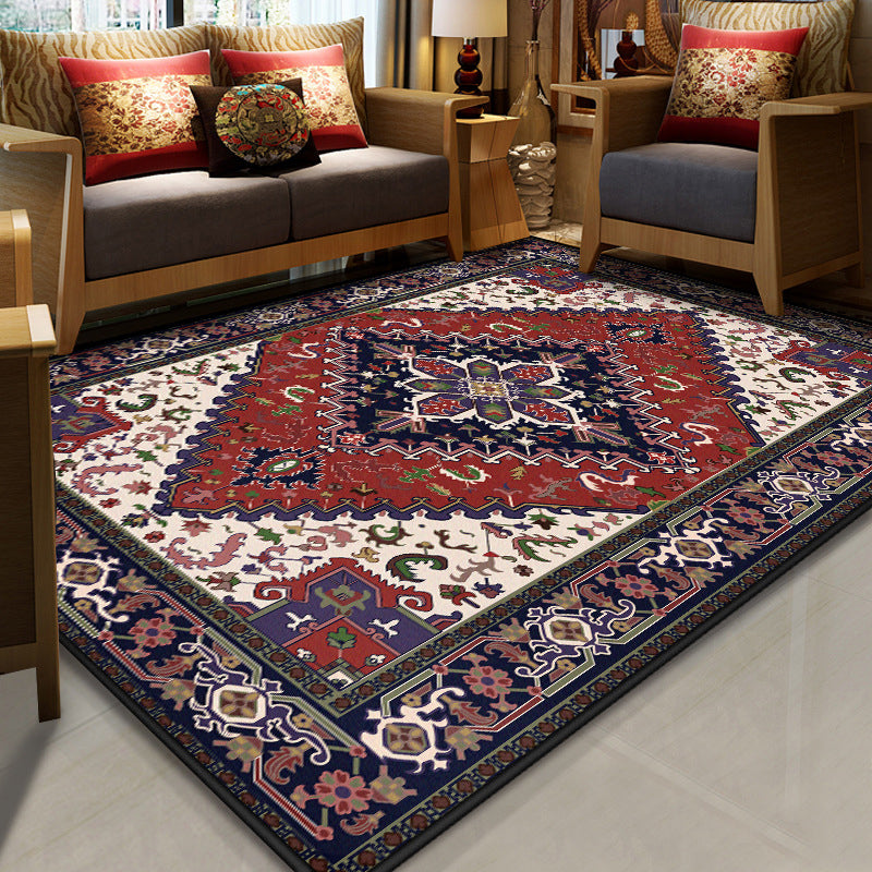 Resplendent Multicolor Floral Rug Synthetics Moroccan Carpet Washable Pet Friendly Anti-Slip Rug for Room Brick Red Clearhalo 'Area Rug' 'Moroccan' 'Rugs' Rug' 2070120