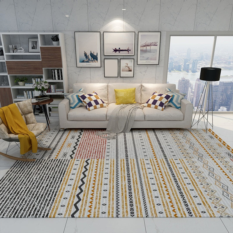 Colorful Moroccan Style Rug Polyester Geometric Patterned Carpet Anti-Slip Backing Machine Washable Stain Resistant Rug for Indoor Yellow Clearhalo 'Area Rug' 'Moroccan' 'Rugs' Rug' 2070128