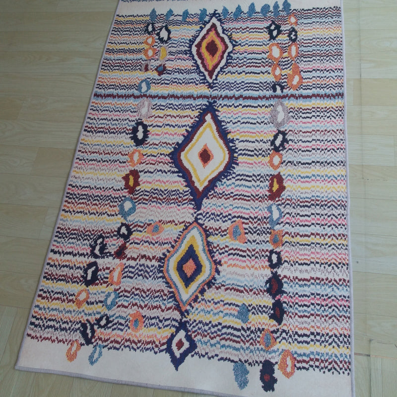 Colorful Moroccan Style Rug Polyester Geometric Patterned Carpet Anti-Slip Backing Machine Washable Stain Resistant Rug for Indoor Purple Clearhalo 'Area Rug' 'Moroccan' 'Rugs' Rug' 2070136