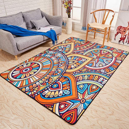 Multi-Color Moroccan Rug Polypropylene Tribal Flower Carpet Anti-Slip Stain Resistant Washable Rug for Living Room Blue-Red 6'7" x 9'11" Clearhalo 'Area Rug' 'Moroccan' 'Rugs' Rug' 2070140