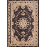 Oriental Floral Frame Rug Dark Color Polypropylene Rug Machine Washable Anti-Slip Backing Stain Resistant Area Carpet for Family Room Clearhalo 'Area Rug' 'Moroccan' 'Rugs' Rug' 2070169