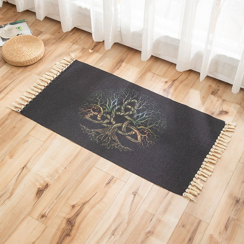 Vivid Plant Knit Rug Multi Colored Modern Rug Synthetics Pet Friendly Carpet for Guest Room Textured Black 2' x 3'7" Clearhalo 'Area Rug' 'Bohemian' 'Rugs' Rug' 2070202