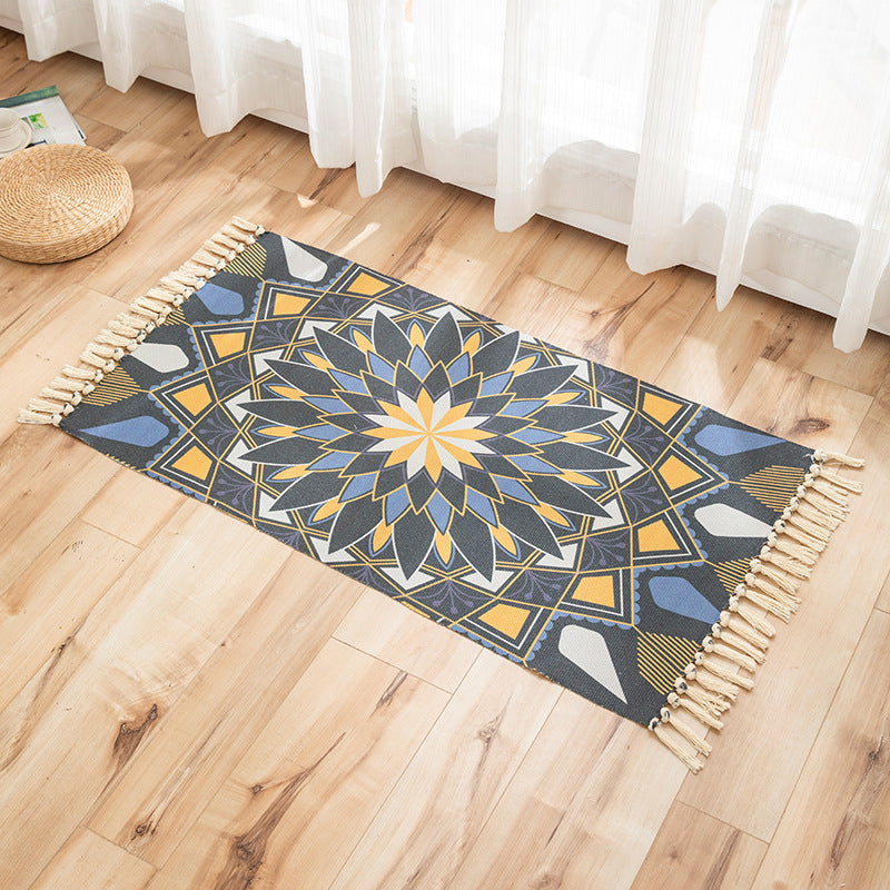 Vivid Plant Knit Rug Multi Colored Modern Rug Synthetics Pet Friendly Carpet for Guest Room Black-Blue 2' x 3'7" Clearhalo 'Area Rug' 'Bohemian' 'Rugs' Rug' 2070213