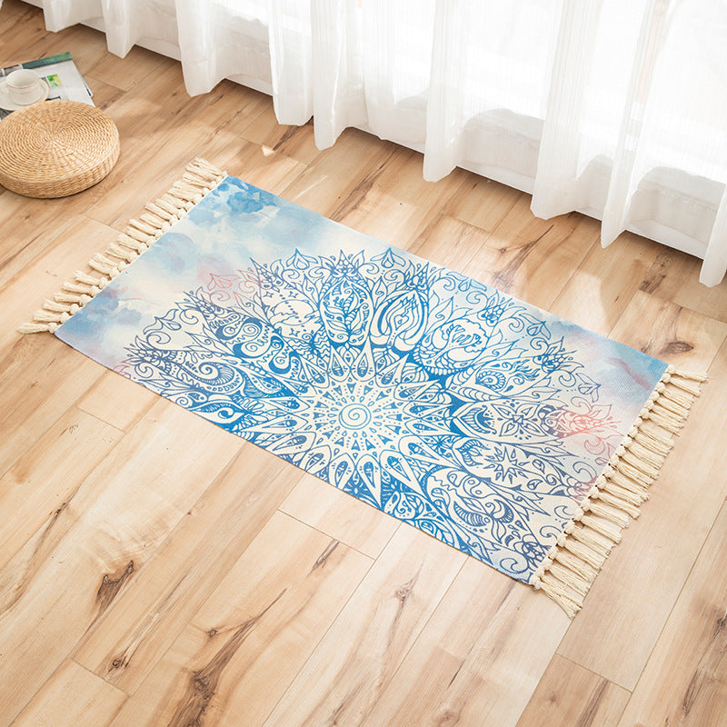 Vivid Plant Knit Rug Multi Colored Modern Rug Synthetics Pet Friendly Carpet for Guest Room Sky Blue 2' x 3'7" Clearhalo 'Area Rug' 'Bohemian' 'Rugs' Rug' 2070216