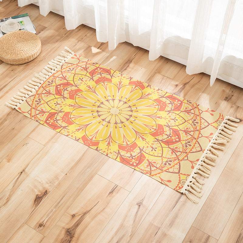 Vivid Plant Knit Rug Multi Colored Modern Rug Synthetics Pet Friendly Carpet for Guest Room Yellow-Red 2' x 3'7" Clearhalo 'Area Rug' 'Bohemian' 'Rugs' Rug' 2070217