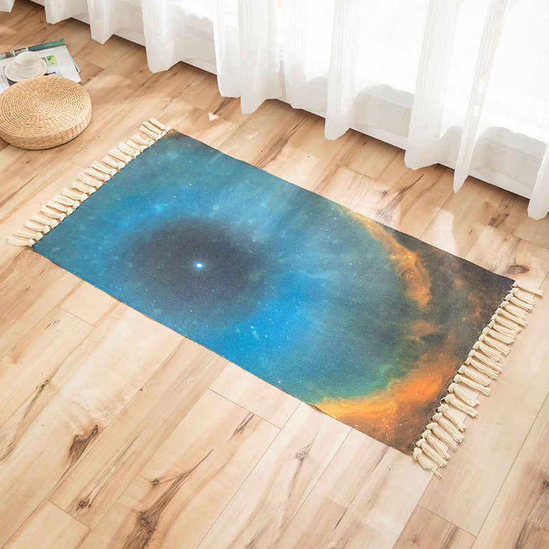 Vivid Plant Knit Rug Multi Colored Modern Rug Synthetics Pet Friendly Carpet for Guest Room Ocean Blue 2' x 3'7" Clearhalo 'Area Rug' 'Bohemian' 'Rugs' Rug' 2070223
