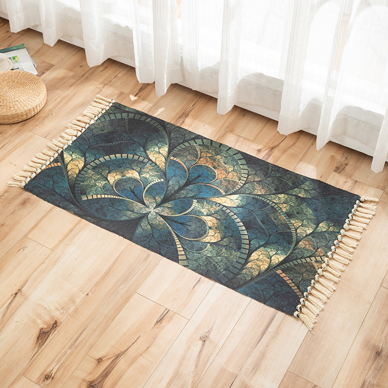 Vivid Plant Knit Rug Multi Colored Modern Rug Synthetics Pet Friendly Carpet for Guest Room Lake Blue 2' x 3'7" Clearhalo 'Area Rug' 'Bohemian' 'Rugs' Rug' 2070227