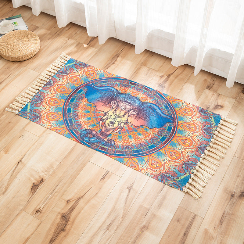 Vivid Plant Knit Rug Multi Colored Modern Rug Synthetics Pet Friendly Carpet for Guest Room Purplish Blue 2' x 3'7" Clearhalo 'Area Rug' 'Bohemian' 'Rugs' Rug' 2070231