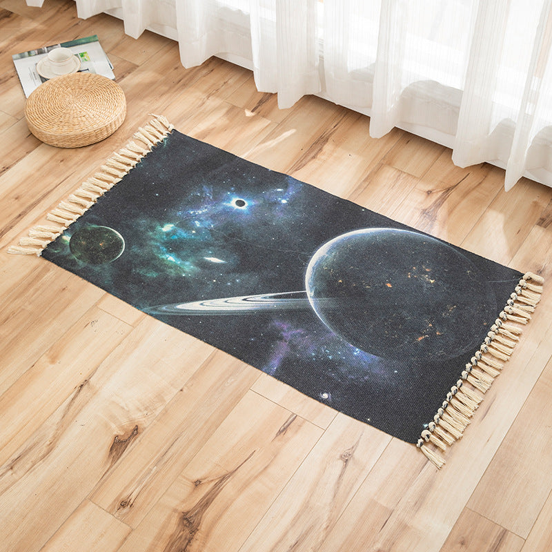 Vivid Plant Knit Rug Multi Colored Modern Rug Synthetics Pet Friendly Carpet for Guest Room Black 2' x 3'7" Clearhalo 'Area Rug' 'Bohemian' 'Rugs' Rug' 2070232