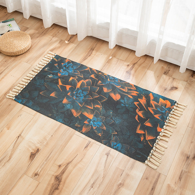 Vivid Plant Knit Rug Multi Colored Modern Rug Synthetics Pet Friendly Carpet for Guest Room Light Blue-Yellow 2' x 3'7" Clearhalo 'Area Rug' 'Bohemian' 'Rugs' Rug' 2070234