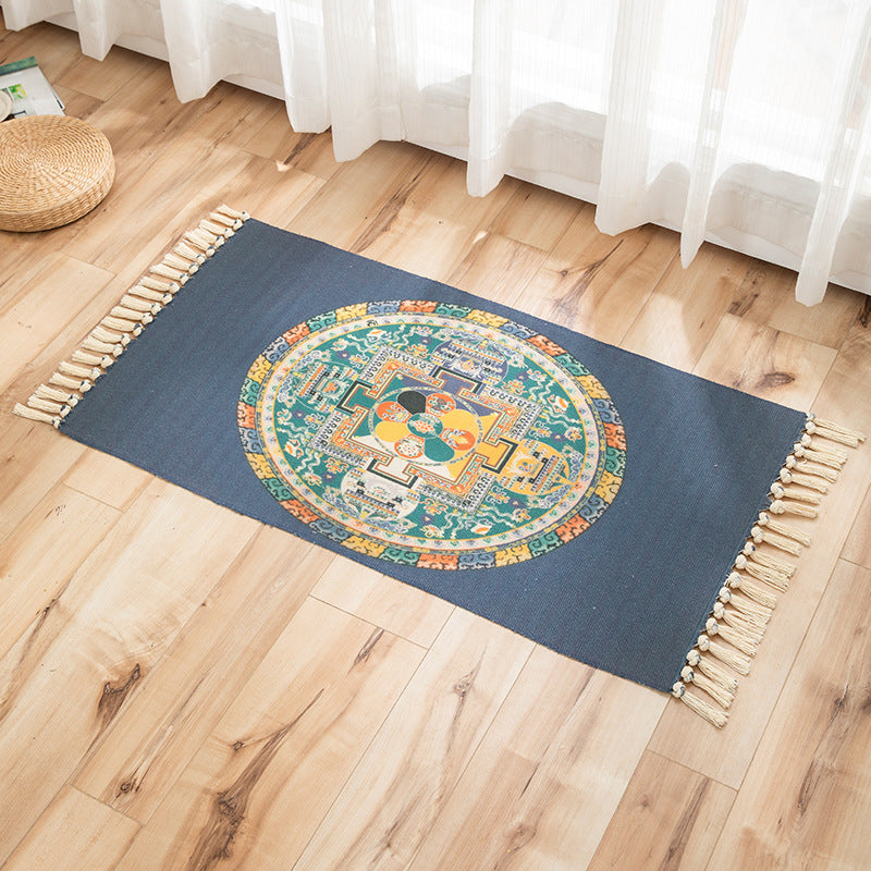 Vivid Plant Knit Rug Multi Colored Modern Rug Synthetics Pet Friendly Carpet for Guest Room Navy 2' x 3'7" Clearhalo 'Area Rug' 'Bohemian' 'Rugs' Rug' 2070235