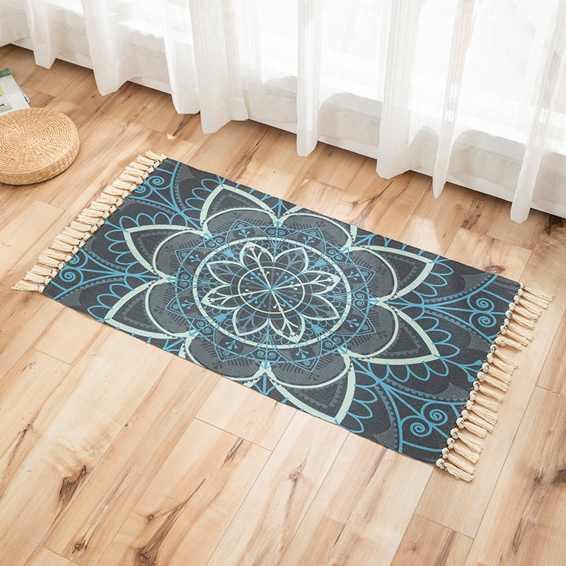 Vivid Plant Knit Rug Multi Colored Modern Rug Synthetics Pet Friendly Carpet for Guest Room Black-Gray 2' x 3'7" Clearhalo 'Area Rug' 'Bohemian' 'Rugs' Rug' 2070238