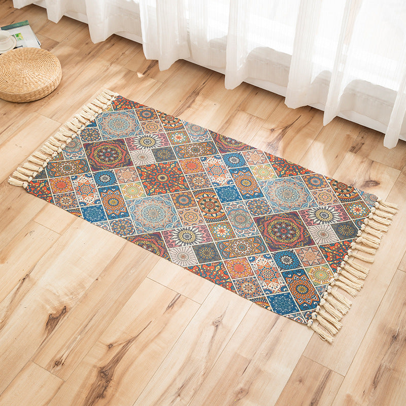Vivid Plant Knit Rug Multi Colored Modern Rug Synthetics Pet Friendly Carpet for Guest Room Red 2' x 3'7" Clearhalo 'Area Rug' 'Bohemian' 'Rugs' Rug' 2070239
