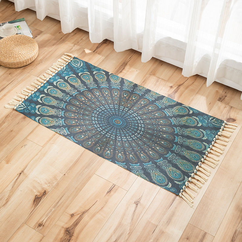Vivid Plant Knit Rug Multi Colored Modern Rug Synthetics Pet Friendly Carpet for Guest Room Blue 2' x 3'7" Clearhalo 'Area Rug' 'Bohemian' 'Rugs' Rug' 2070240