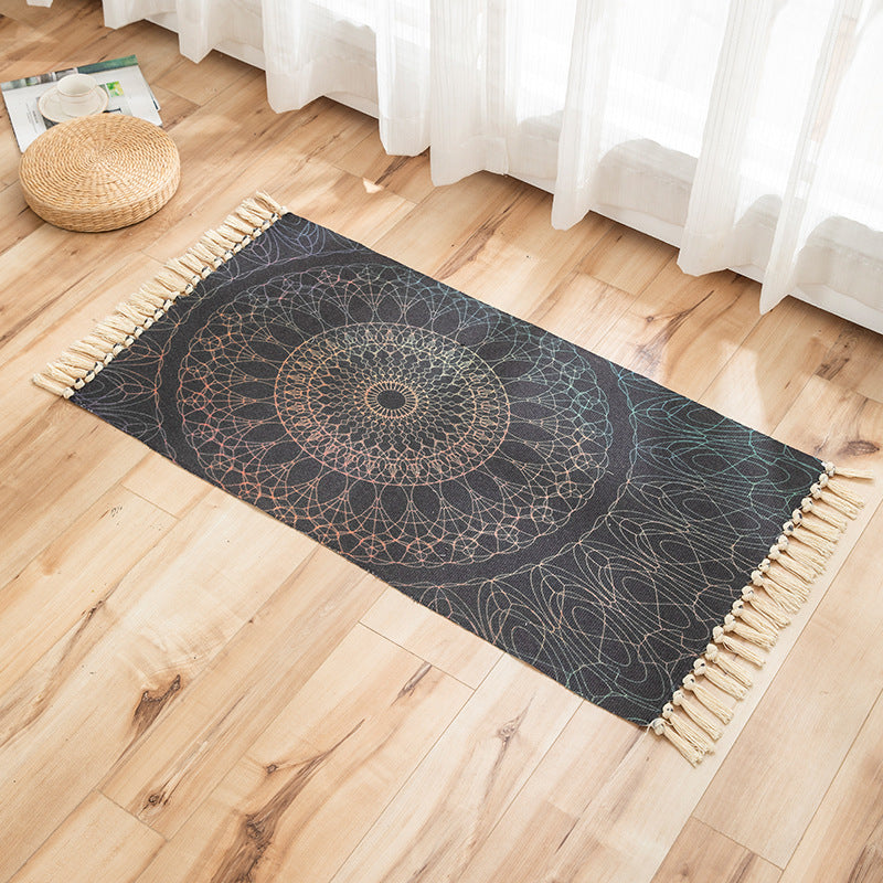 Vivid Plant Knit Rug Multi Colored Modern Rug Synthetics Pet Friendly Carpet for Guest Room Matte Black 2' x 3'7" Clearhalo 'Area Rug' 'Bohemian' 'Rugs' Rug' 2070241