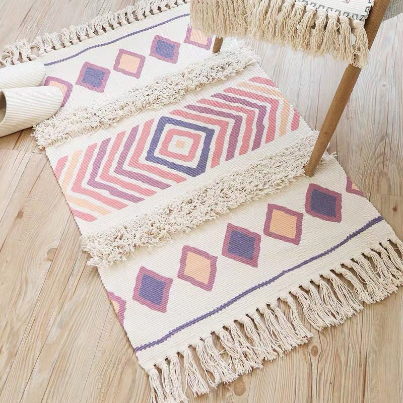 Novelty Multicolored Geometry Rug Cotton Bohemia Carpet Pet Friendly Rug for Indoor Clearhalo 'Area Rug' 'Bohemian' 'Rugs' Rug' 2070263