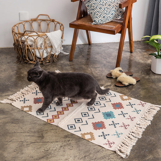 Novelty Multicolored Geometry Rug Cotton Bohemia Carpet Pet Friendly Rug for Indoor Clearhalo 'Area Rug' 'Bohemian' 'Rugs' Rug' 2070266