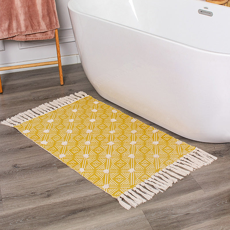 Multicolor Diamond Patterned Rug Cotton Funky Rug Machine Washable Pet Friendly Carpet for Bedroom Ginger 2' x 2'11" Clearhalo 'Area Rug' 'Bohemian' 'Rugs' Rug' 2070283