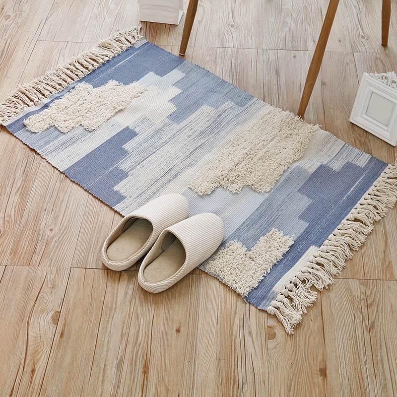 Retro Bohemian Rug Distressed Color Wood Plank Rug Washable Carpet for Room Blue Clearhalo 'Area Rug' 'Bohemian' 'Rugs' Rug' 2070292