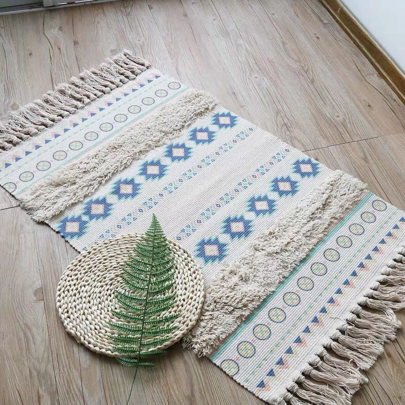 Boho Seamless Geometric Pattern Rug Multicolored Cotton Carpet Pet Friendly Machine Washable Rug for Living Room Clearhalo 'Area Rug' 'Bohemian' 'Rugs' Rug' 2070298