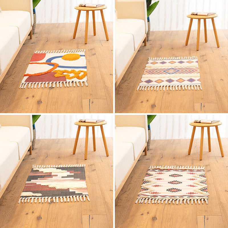 Boho Seamless Geometric Pattern Rug Multicolored Cotton Carpet Pet Friendly Machine Washable Rug for Living Room Clearhalo 'Area Rug' 'Bohemian' 'Rugs' Rug' 2070299