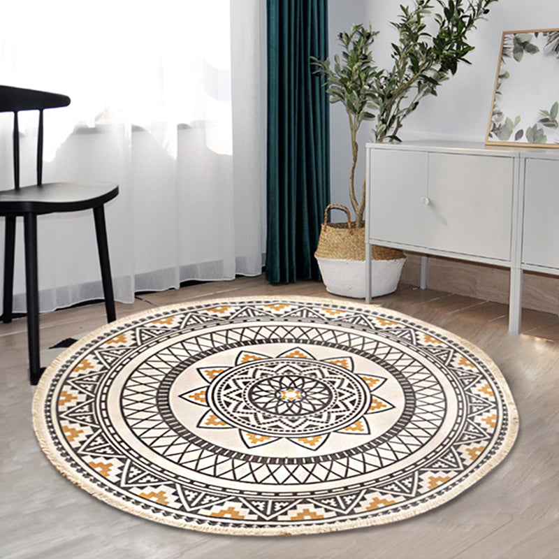 Boho-Chic Bedroom Rug Multicolor Mandala Rug Cotton Washable Area Carpet Clearhalo 'Area Rug' 'Bohemian' 'Rugs' Rug' 2070317