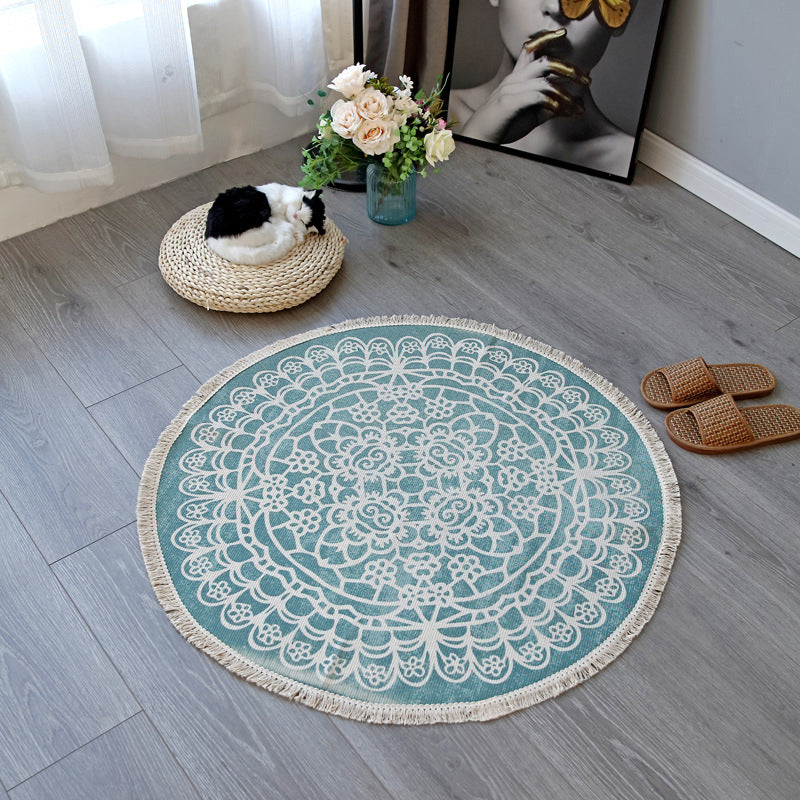 Tappeto boho-chic tappeto multicolore mandala tappeto lavabile in cotone