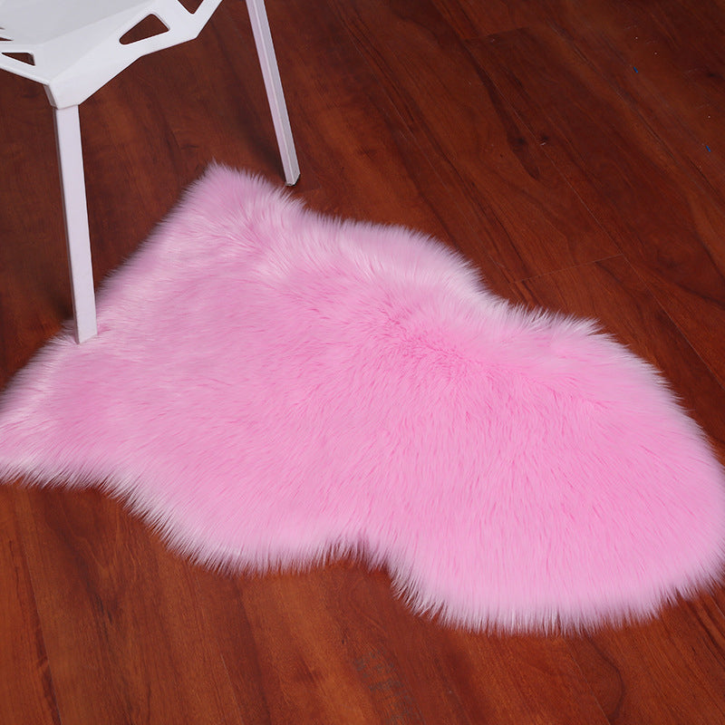 Irregular Plain Area Rug Multi Color Casual Carpet Faux Wool Washable Anti-Slip Stain Resistant Rug for Living Room Dark Pink 2' x 2'11" Clearhalo 'Area Rug' 'Casual' 'Rugs' Rug' 2070333