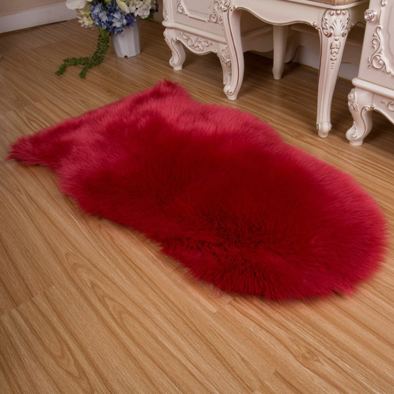 Fluffy Plain Rug Multi-Color Relaxing Rug Synthetic Wool Anti-Slip Backing Stain Resistant Washable Area Rug for Home Red Clearhalo 'Area Rug' 'Casual' 'Rugs' Rug' 2070344