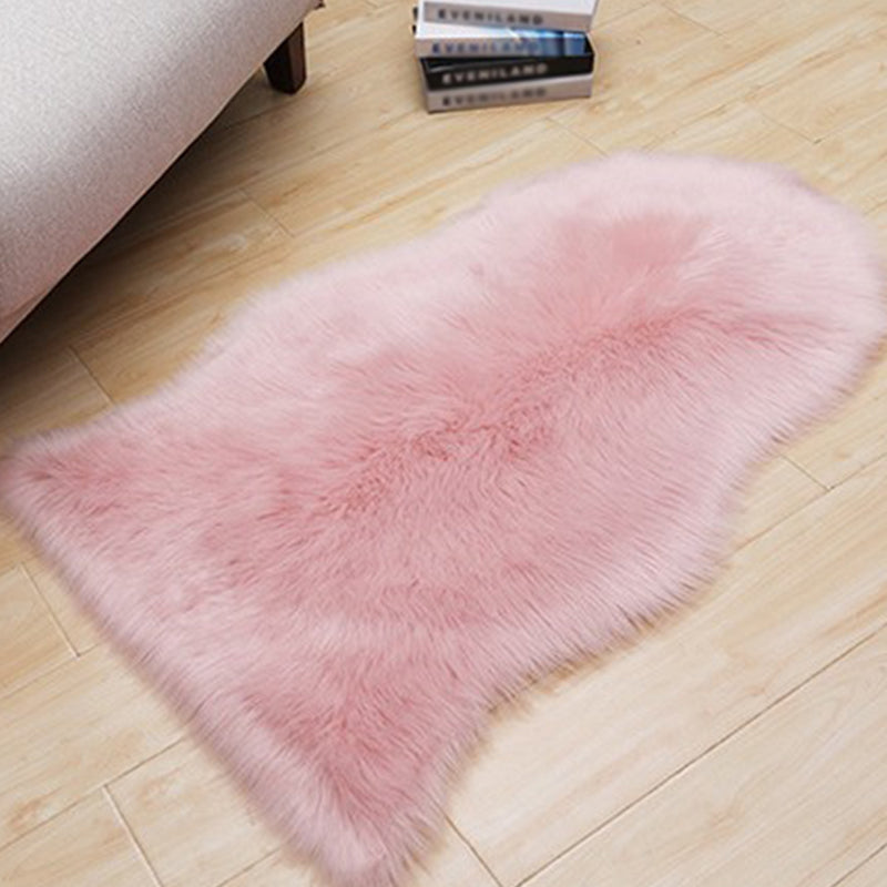 Minimalist Bedside Foot Rug Multi Colored Plain Rug Faux Fluff Non-Slip  Backing Washable Stain Resistant Rug - Clearhalo