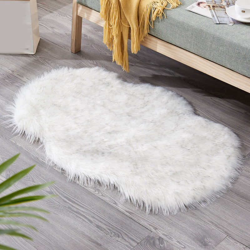 Shag Natural Indoor Rug Multi Colored Plain Rug Pet Friendly Stain Resistant Non-Slip Area Carpet for Room White-Gray 2' x 2'11" Clearhalo 'Area Rug' 'Casual' 'Rugs' Rug' 2070393