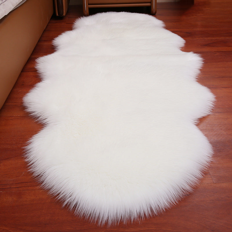 Multi-Colored Bedroom Foot Rug Casual Plain Rug Faux Fur Machine Washable Stain Resistant Non-Slip Backing Area Rug White Clearhalo 'Area Rug' 'Casual' 'Rugs' Rug' 2070396