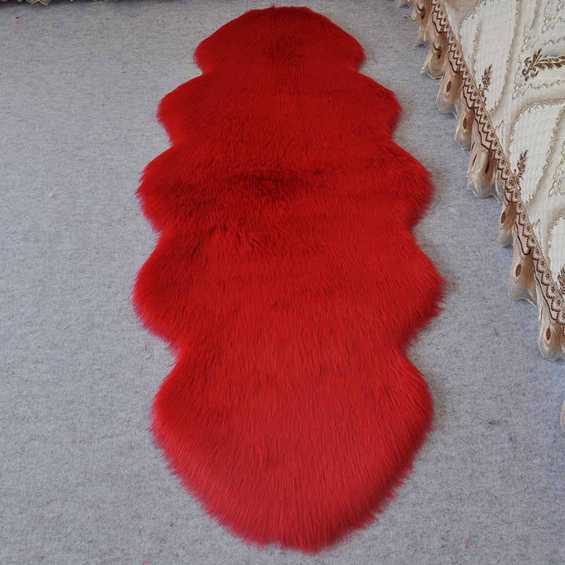 Multi-Colored Bedroom Foot Rug Casual Plain Rug Faux Fur Machine Washable Stain Resistant Non-Slip Backing Area Rug Red Clearhalo 'Area Rug' 'Casual' 'Rugs' Rug' 2070397