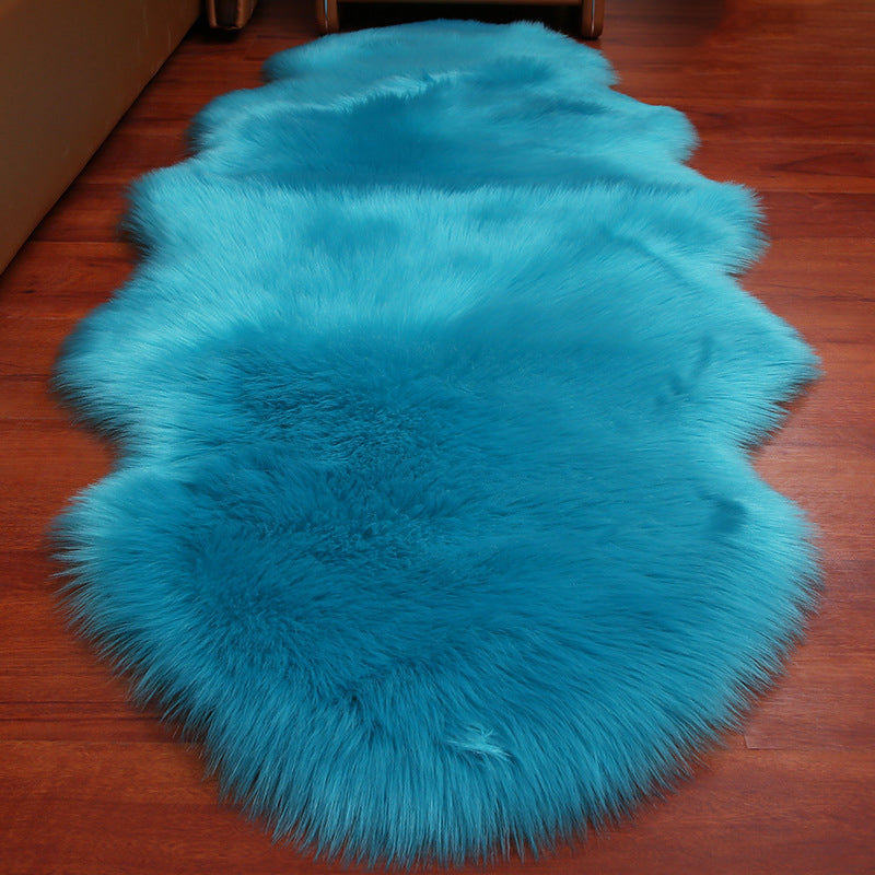 Multi-Colored Bedroom Foot Rug Casual Plain Rug Faux Fur Machine Washable Stain Resistant Non-Slip Backing Area Rug Lake Blue Clearhalo 'Area Rug' 'Casual' 'Rugs' Rug' 2070398