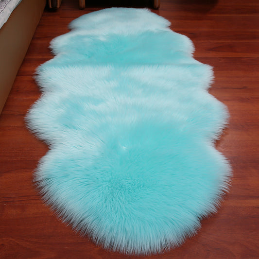 Multi-Colored Bedroom Foot Rug Casual Plain Rug Faux Fur Machine Washable Stain Resistant Non-Slip Backing Area Rug Light Blue Clearhalo 'Area Rug' 'Casual' 'Rugs' Rug' 2070400