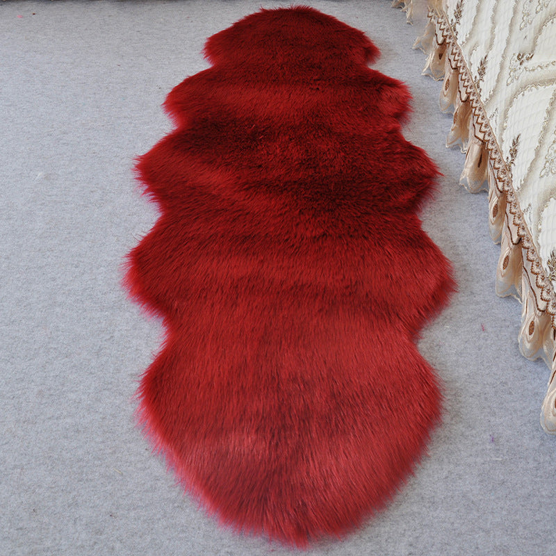 Multi-Colored Bedroom Foot Rug Casual Plain Rug Faux Fur Machine Washable Stain Resistant Non-Slip Backing Area Rug Burgundy Clearhalo 'Area Rug' 'Casual' 'Rugs' Rug' 2070405