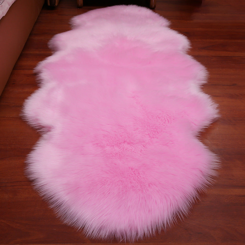 Multi-Colored Bedroom Foot Rug Casual Plain Rug Faux Fur Machine Washable Stain Resistant Non-Slip Backing Area Rug Dark Pink Clearhalo 'Area Rug' 'Casual' 'Rugs' Rug' 2070407