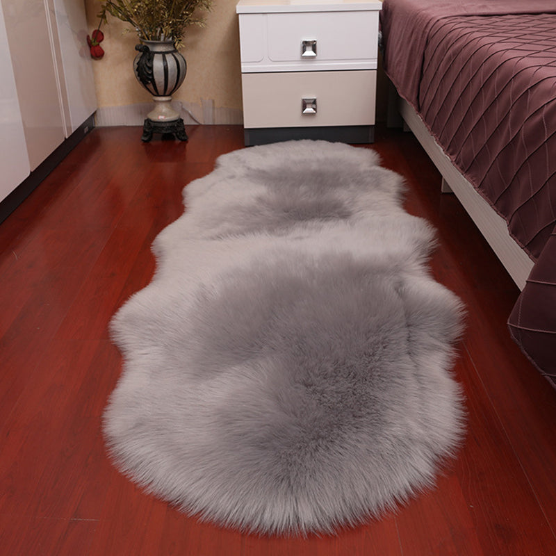 Modern Bedroom Area Rug Multicolored Plain Carpet Faux Wool Non-Slip Pet Friendly Machine Washable Rug Grey Clearhalo 'Area Rug' 'Casual' 'Rugs' Rug' 2070409