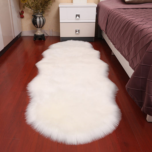 Modern Bedroom Area Rug Multicolored Plain Carpet Faux Wool Non-Slip Pet Friendly Machine Washable Rug White Clearhalo 'Area Rug' 'Casual' 'Rugs' Rug' 2070410
