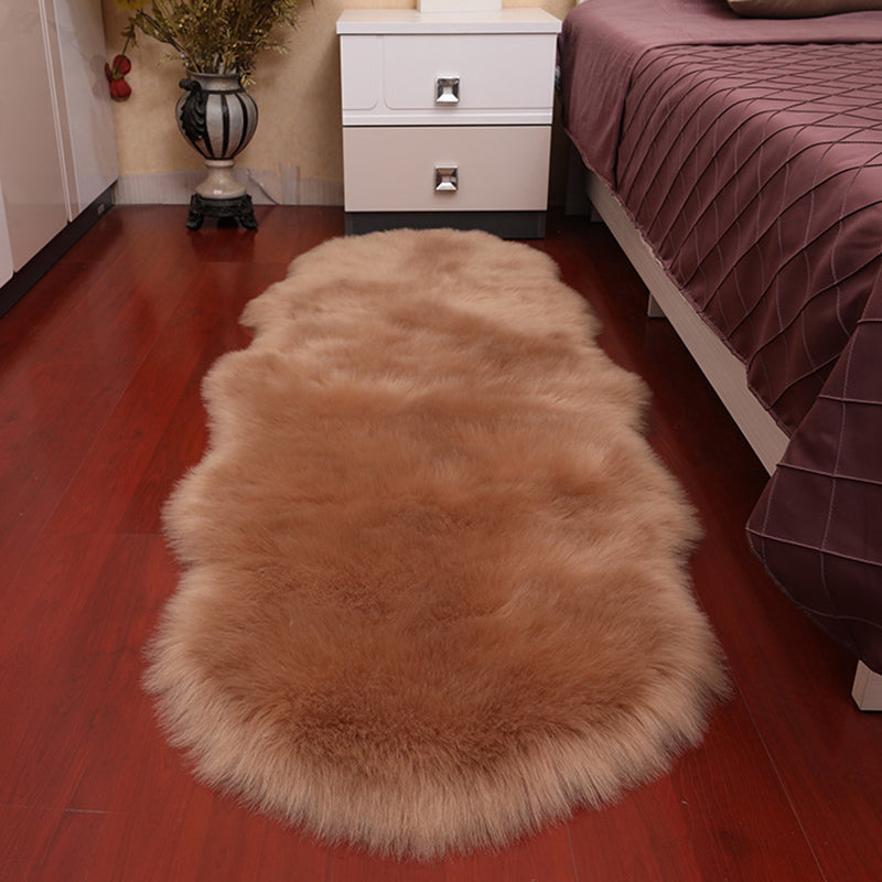 Modern Bedroom Area Rug Multicolored Plain Carpet Faux Wool Non-Slip Pet Friendly Machine Washable Rug Khaki Clearhalo 'Area Rug' 'Casual' 'Rugs' Rug' 2070411