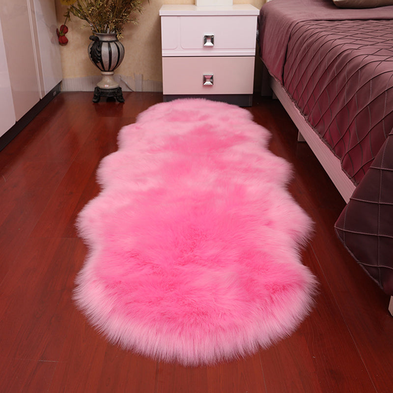 Modern Bedroom Area Rug Multicolored Plain Carpet Faux Wool Non-Slip Pet Friendly Machine Washable Rug Pink Clearhalo 'Area Rug' 'Casual' 'Rugs' Rug' 2070414