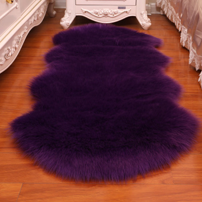 Modern Bedroom Area Rug Multicolored Plain Carpet Faux Wool Non-Slip Pet Friendly Machine Washable Rug Purple Clearhalo 'Area Rug' 'Casual' 'Rugs' Rug' 2070415