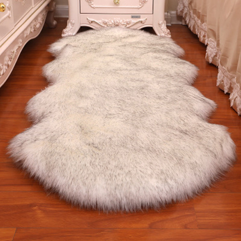 Modern Bedroom Area Rug Multicolored Plain Carpet Faux Wool Non-Slip Pet Friendly Machine Washable Rug White-Gray Clearhalo 'Area Rug' 'Casual' 'Rugs' Rug' 2070418