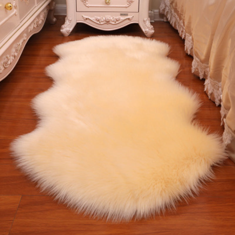 Modern Bedroom Area Rug Multicolored Plain Carpet Faux Wool Non-Slip Pet Friendly Machine Washable Rug Beige Clearhalo 'Area Rug' 'Casual' 'Rugs' Rug' 2070421