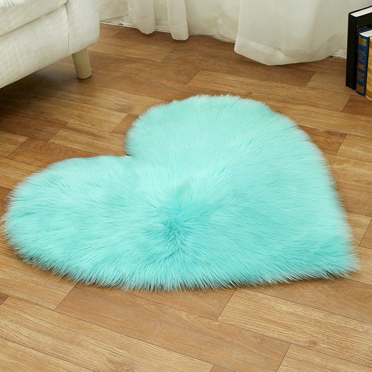 Loving Heart Shaped Plain Rug Multi-Color Comfort Rug Wool Stain Resistant Non-Slip Pet Friendly Carpet for Girls Room Light Blue 2'4" x 2'11" Clearhalo 'Area Rug' 'Casual' 'Rugs' Rug' 2070423