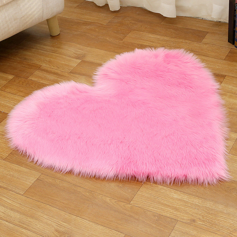 Loving Heart Shaped Plain Rug Multi-Color Comfort Rug Wool Stain Resistant Non-Slip Pet Friendly Carpet for Girls Room Dark Pink 2'4" x 2'11" Clearhalo 'Area Rug' 'Casual' 'Rugs' Rug' 2070424